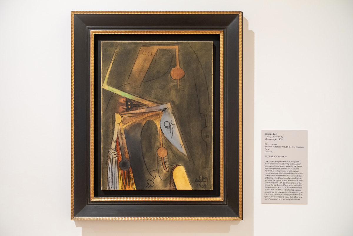 Wifredo Lam, Cuba, 1902–1984. “Personnage,” 1969. Oil on canvas. Museum Purchase through the Iver J. Nelson Jr. Fund. Aug. 1.